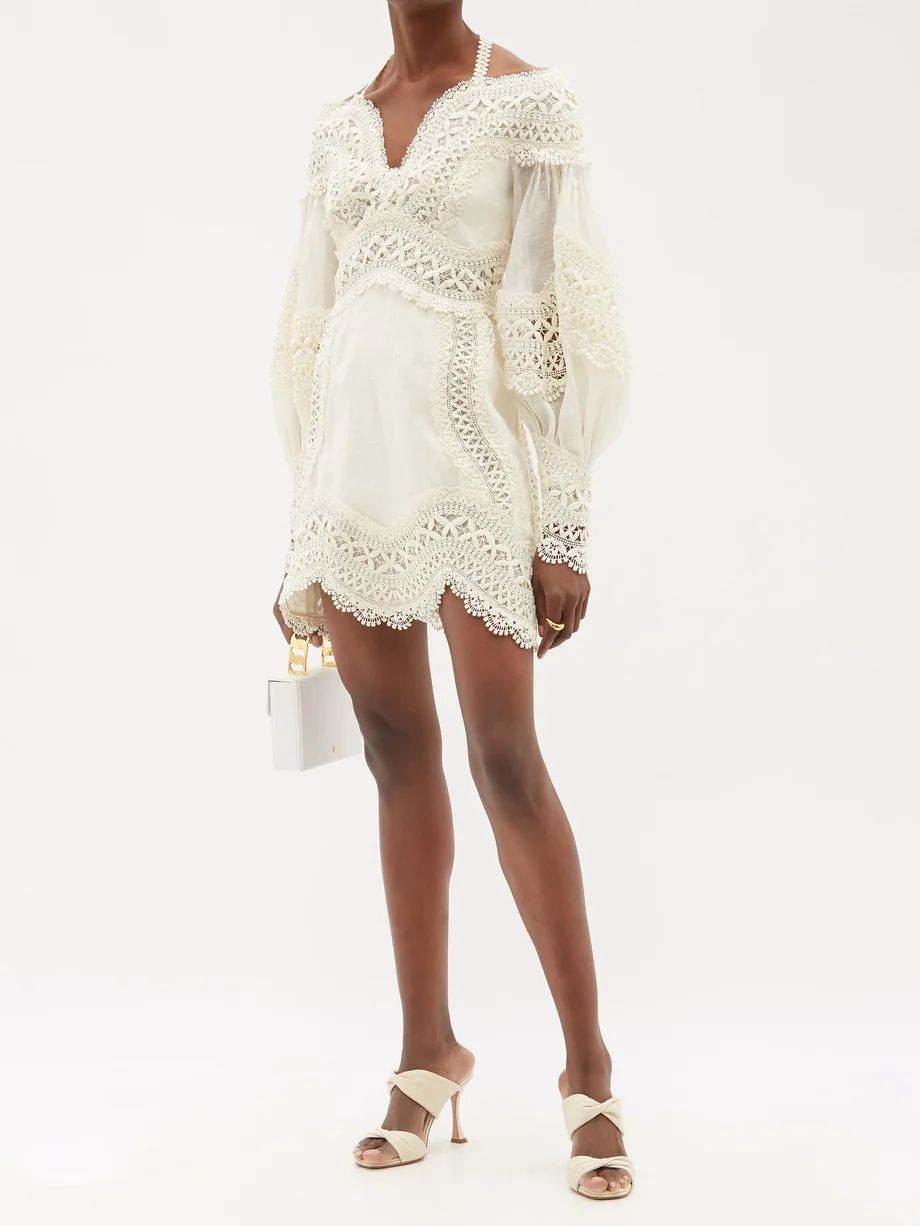 Postcard macramé-lace linen-blend mini dress | Zimmermann | Matches (US)