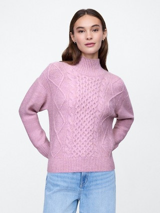 Oversized Cable-Knit Mockneck Sweater | Gap Factory