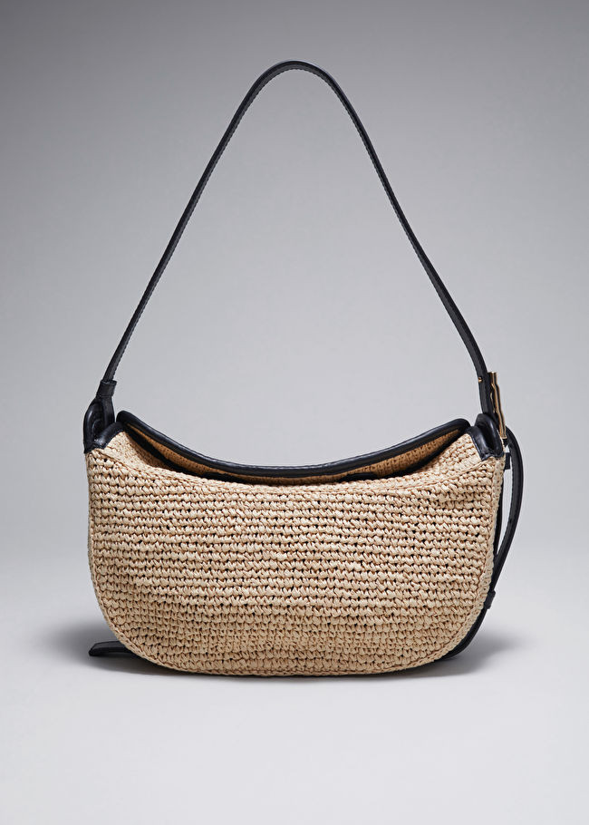 Leather-Trimmed Straw Shoulder Bag | & Other Stories UK
