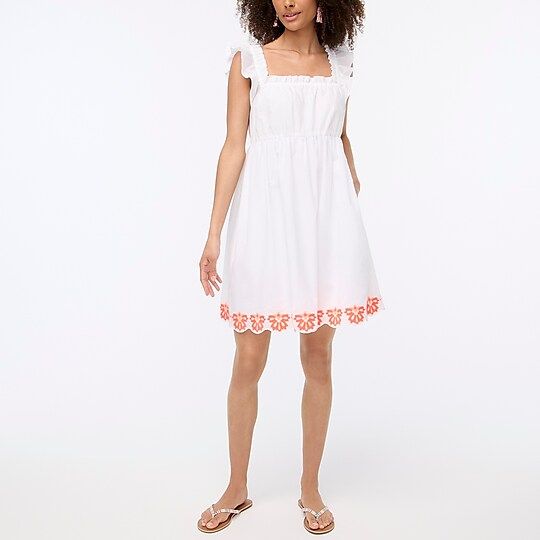 Flutter-sleeve mini dress with neon embroidery | J.Crew Factory