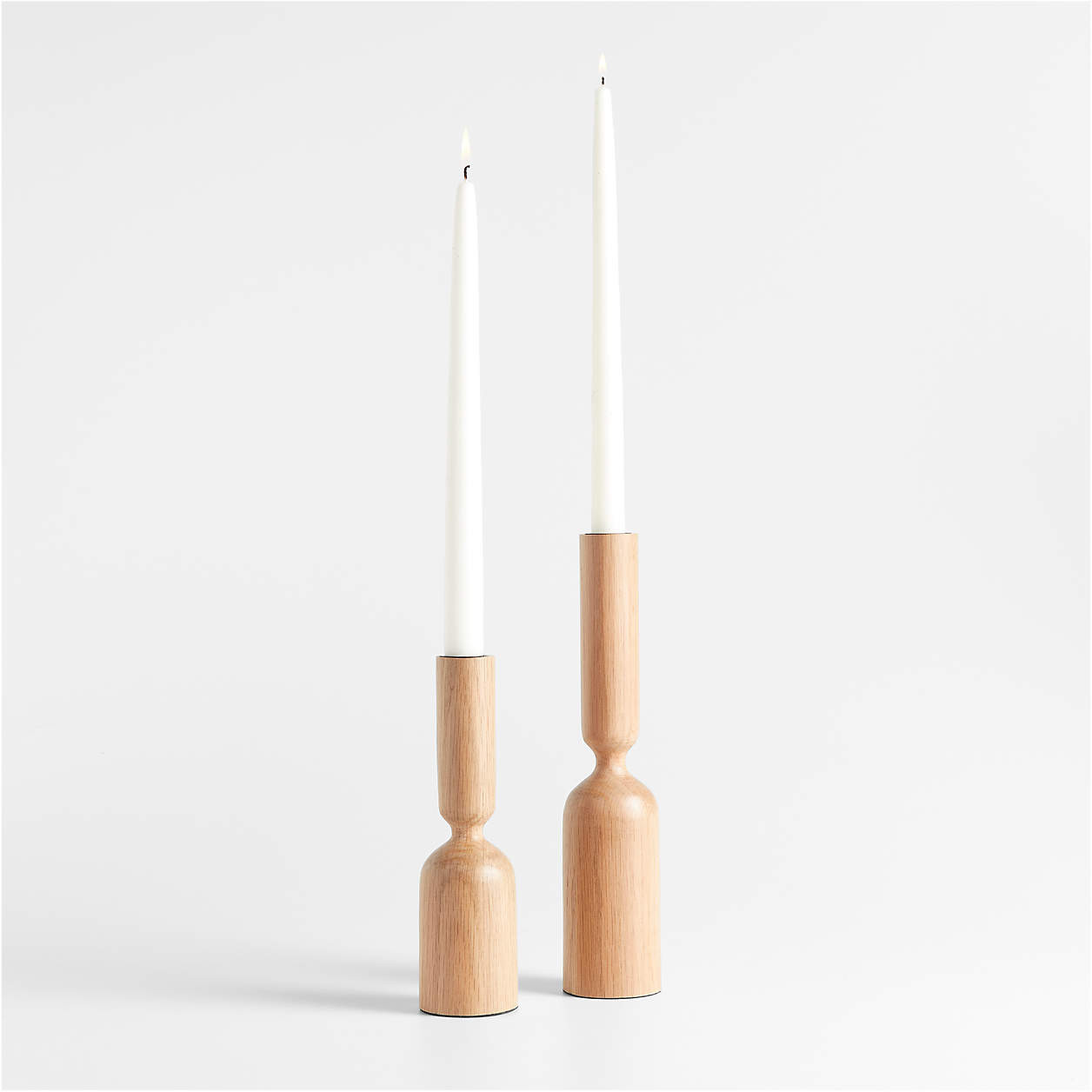 Asker Black Wood Taper Candle Holders, Set of 2 + Reviews | Crate & Barrel | Crate & Barrel