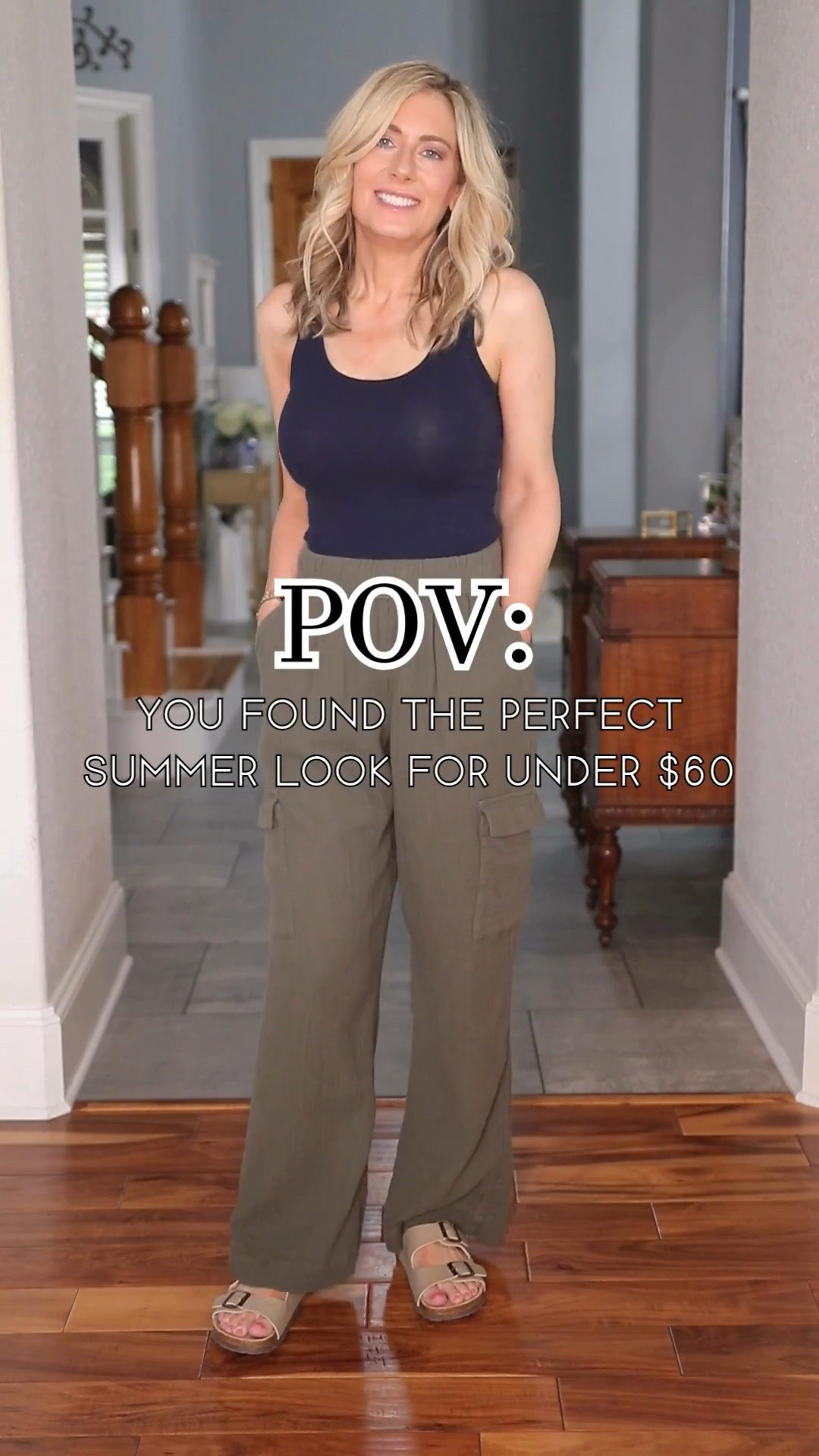 This is an easy outfit formula for summer: take one neutral tank top, add a pair of wide leg pants, then accessorize to match the occasion. If it's casual, add some buckle slides or basic flat sandals, or dress it up a little more with a sweater tied around your neck and a stacked heel sandal. Dress it up even more with a heeled sandal, clutch handbag and a statement necklace for date night.

Wearing tank and pants in size XS  



#LTKFindsUnder100 #LTKStyleTip #LTKSummerEdit