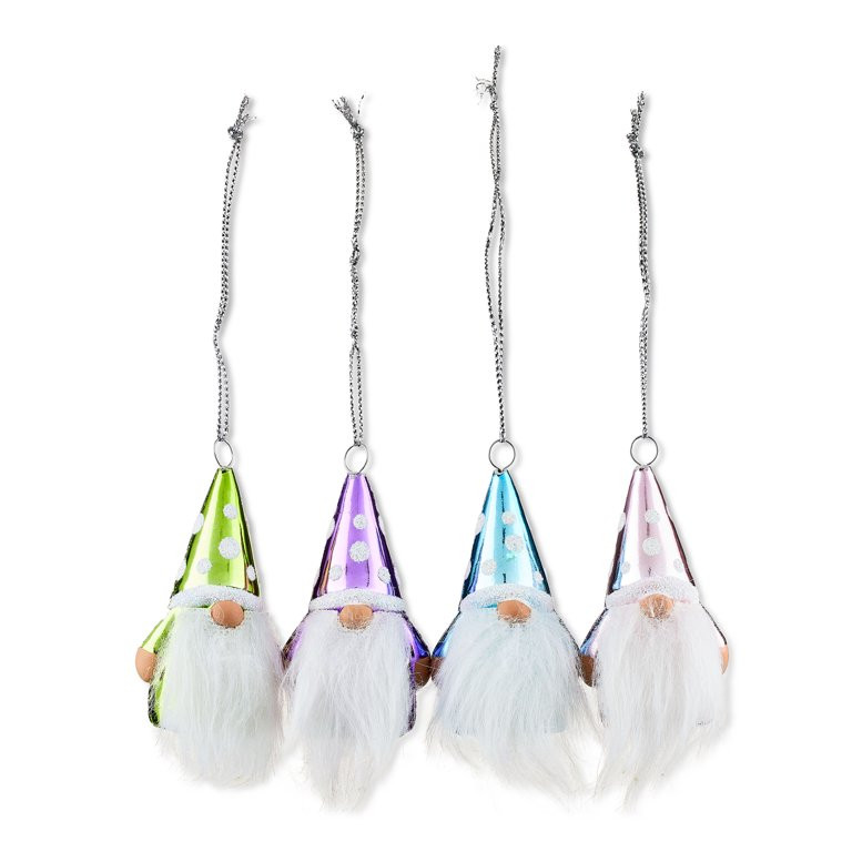 Mini Multi-Color Gnome Christmas Ornaments, 0.097 lb, 4 Count, by Holiday Time | Walmart (US)