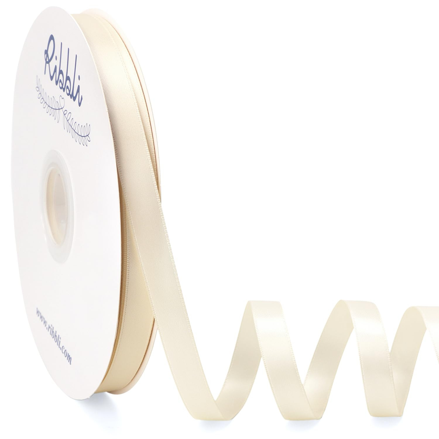 Ribbli Ivory Satin Ribbon Double Faced Satin 1/2 Inch x Continuous 100 Yards-Cream White Ribbon f... | Amazon (US)