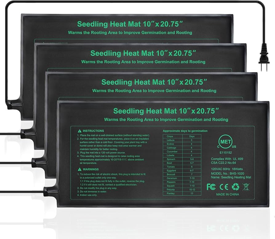 HYDGOOHO Seedling Heat Mat 4 Pack Dual Certified by MET and UL Plant Heating Mat Pad with Power F... | Amazon (CA)