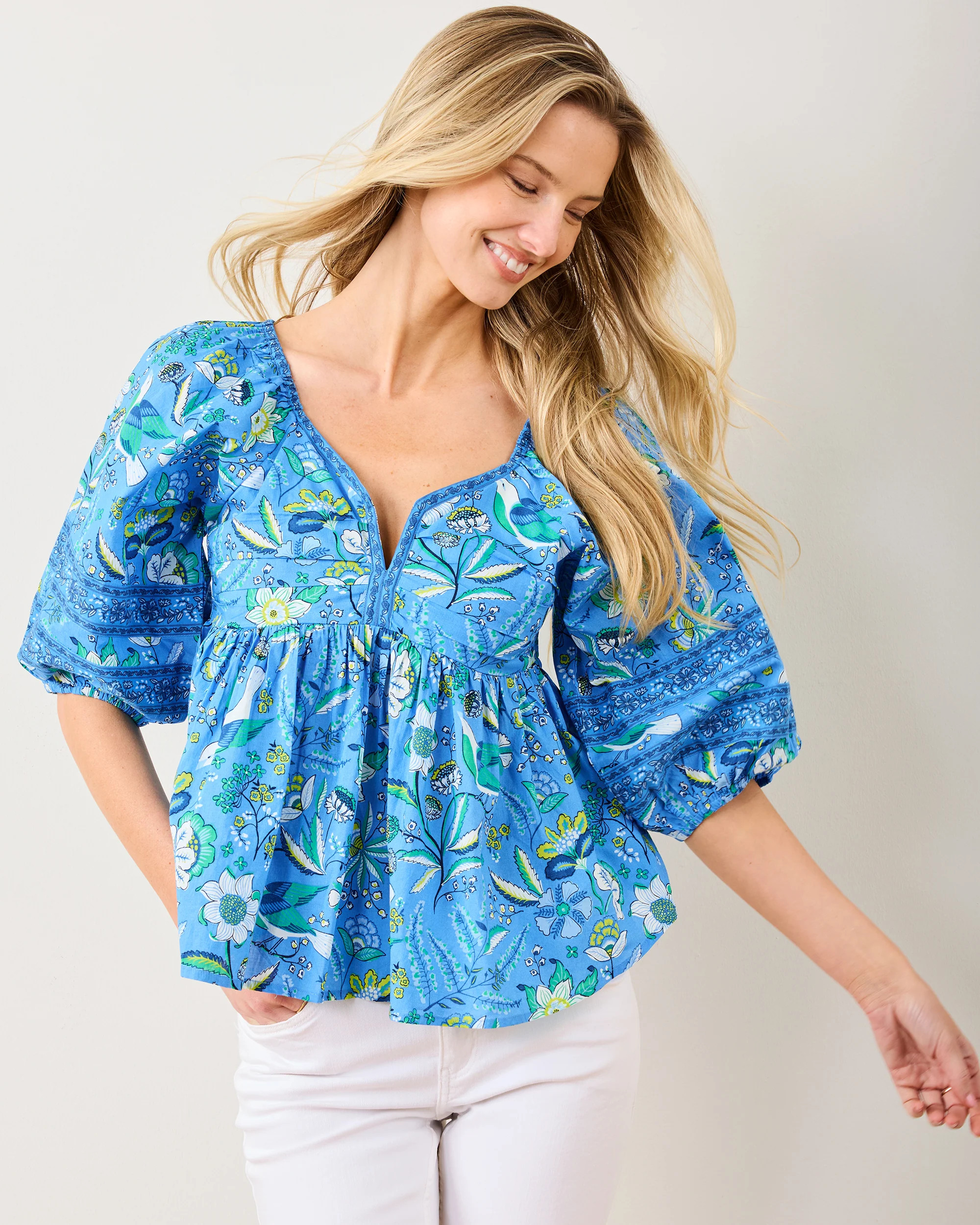 Painter&#39;s Garden - Jasmine Blouse - Cobalt Blue | Printfresh