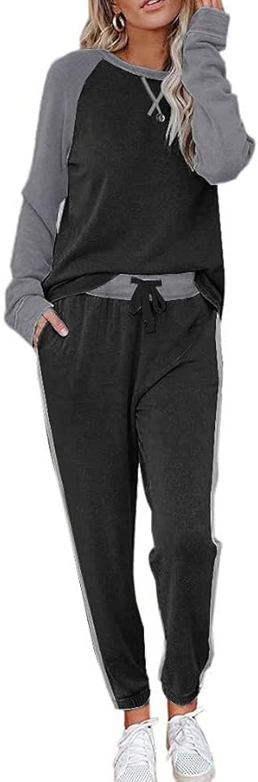 Ekouaer Women's Sweatsuits Sets Long Sleeve 2 Piece Outfits Set Soft Tracksuit Jogger Set with Po... | Amazon (US)