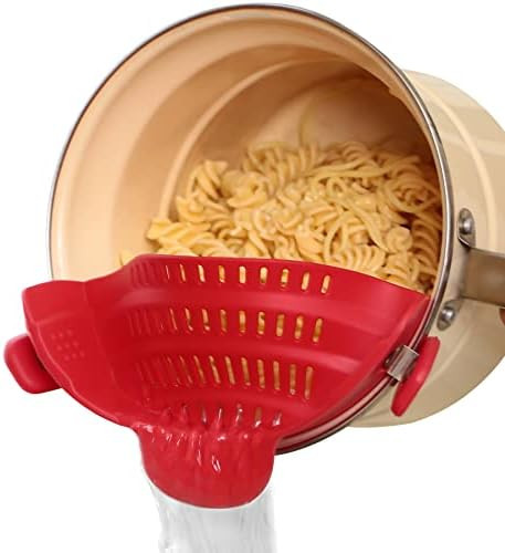 Clip on Food Strainer for Kitchen, Silicone Pasta Pans with Strainer Fit Most Pots, Muzpz Heat Resis | Amazon (US)