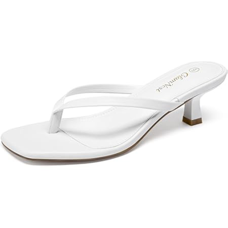 Goderci Kitten Flip Flop Thong Low Heels for Women Square Open Toe Slip On Heeled Sandals | Amazon (US)