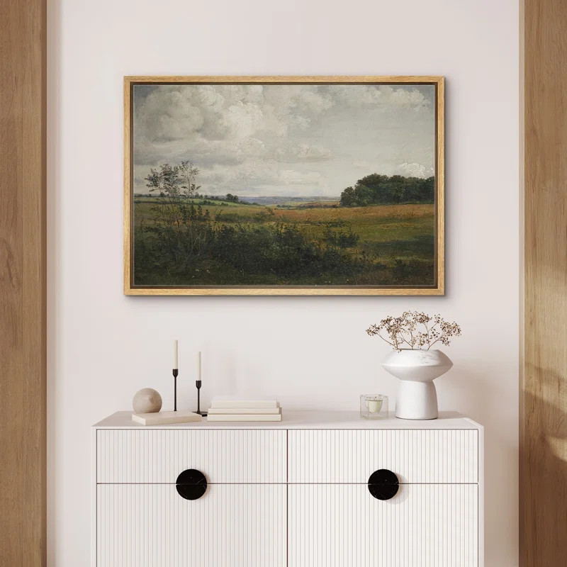 Vintage Rural Countryside Landscape Rustic Pictures Farmhouse Artwork Framed Canvas Print Wall Ar... | Wayfair North America