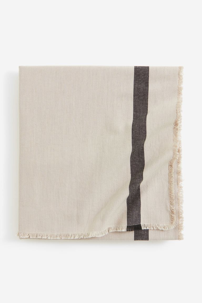 Fringed tablecloth - Light beige/Dark grey - Home All | H&M GB | H&M (UK, MY, IN, SG, PH, TW, HK)