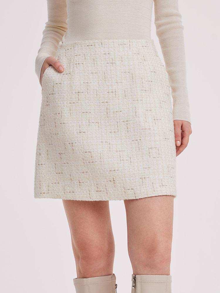 White A-Line Tweed Mini Skirt | GoeliaGlobal