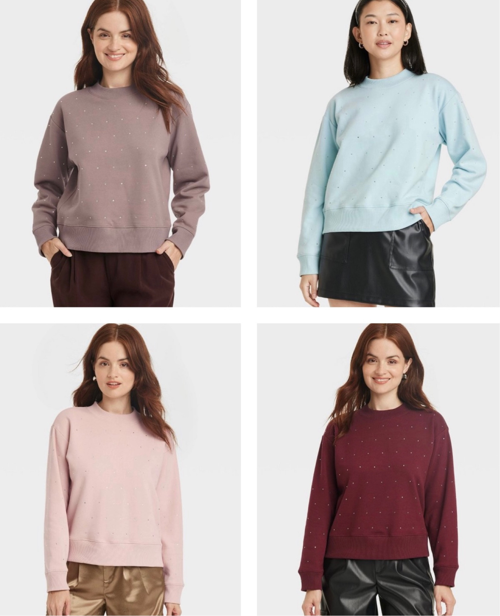 New jeweled pullover sweatshirt for Summers at Target. Burgundy works for winters, too! 