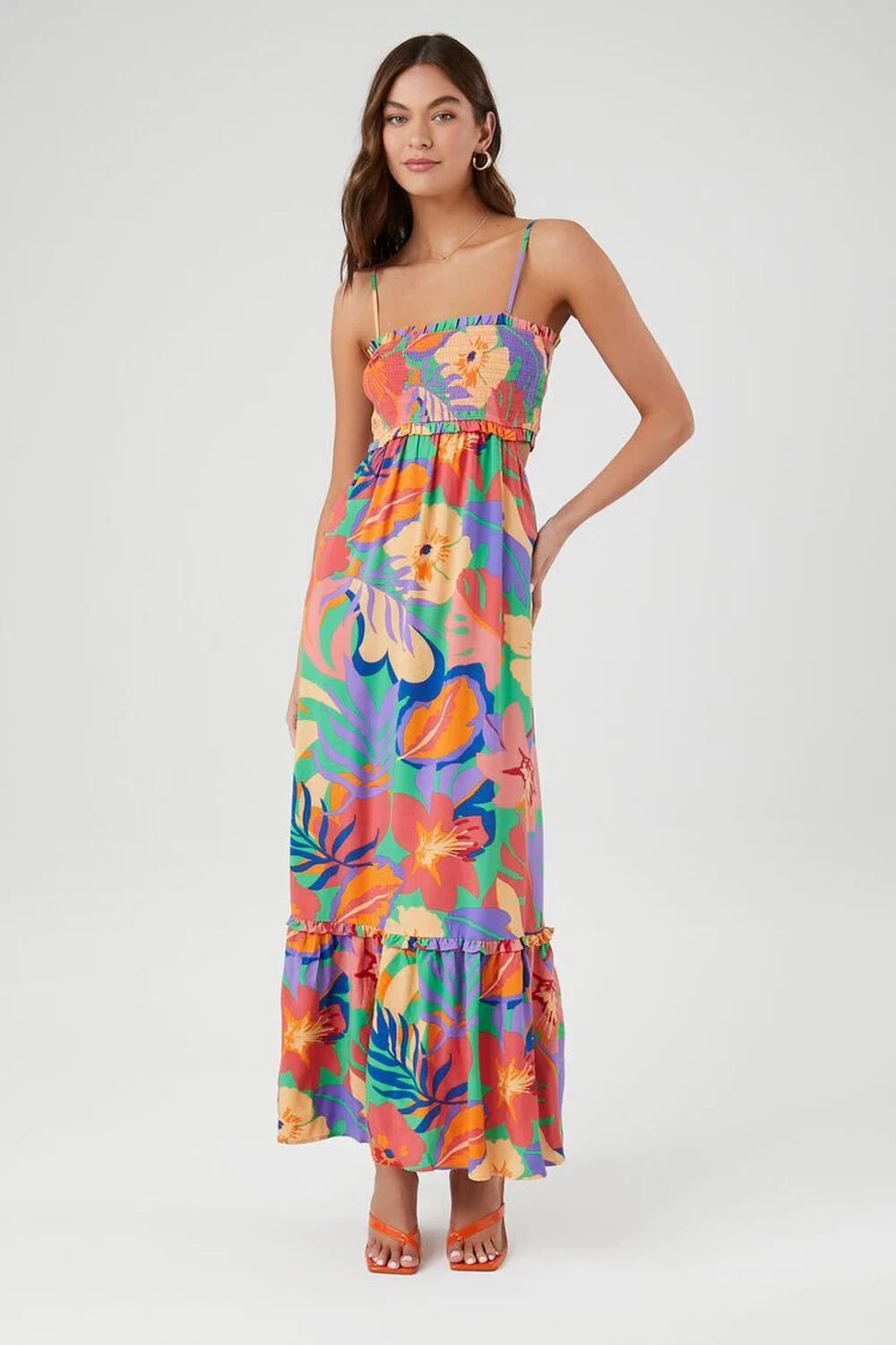 Tropical Floral Smocked Maxi Dress | Forever 21 (US)
