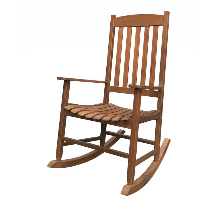 Mainstays Outdoor Wood Porch Rocking Chair, Natural Yellow Color, Weather Resistant Finish | Walmart (US)