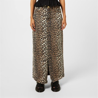 Leopard Denim Maxi Slit Skirt | Flannels UK