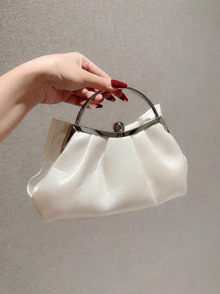 White Evening Bag Fashionable Bow Decor Clip Top, Perfect Bride Purse For Wedding, Prom & Party E... | SHEIN
