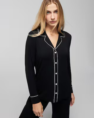 Long-Sleeve Notch Collar Top | SOMA