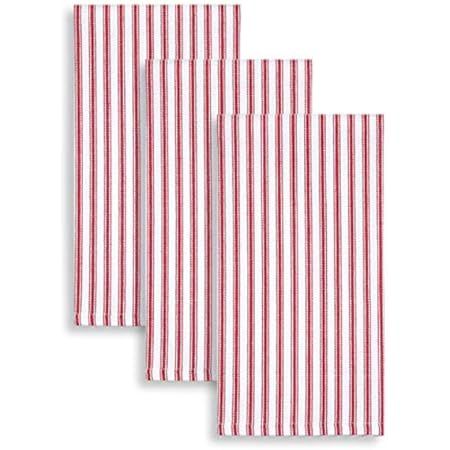 Red and White Ticking Stripe Woven Cotton Fabric Napkins 18 Inches Square, Set of 4 | Amazon (US)