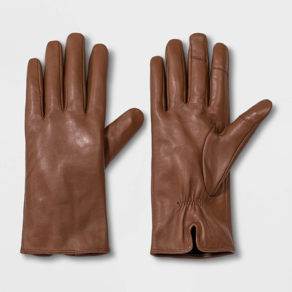 Women's Leather Gloves - A New Day Camel XS/S | Target