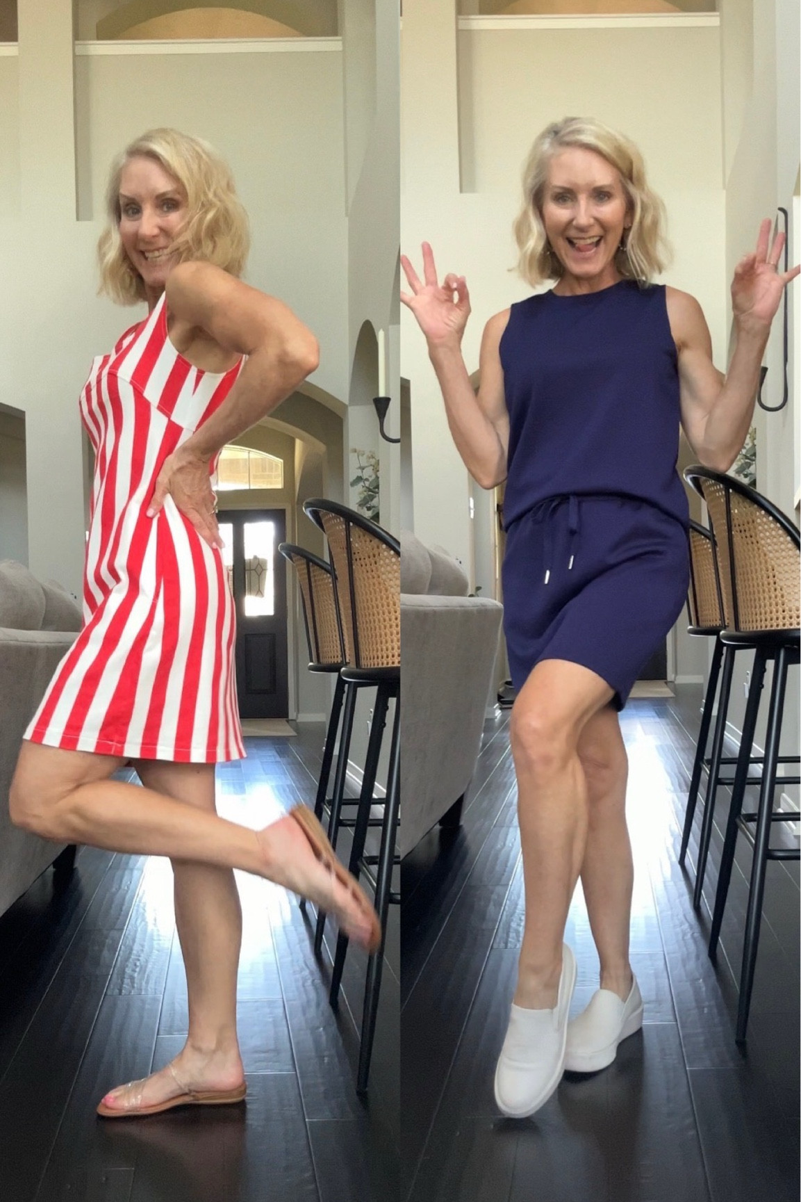 Amazon red, white and blue outfits.  Wearing XS in both.  Elevated casual summer outfits for fireworks, barbeque, outdoor events and parties.  Patriotic outfits for the 4th of July. Dress, skirt, matching set. 

#LTKPetite #LTKSeasonal #LTKootd