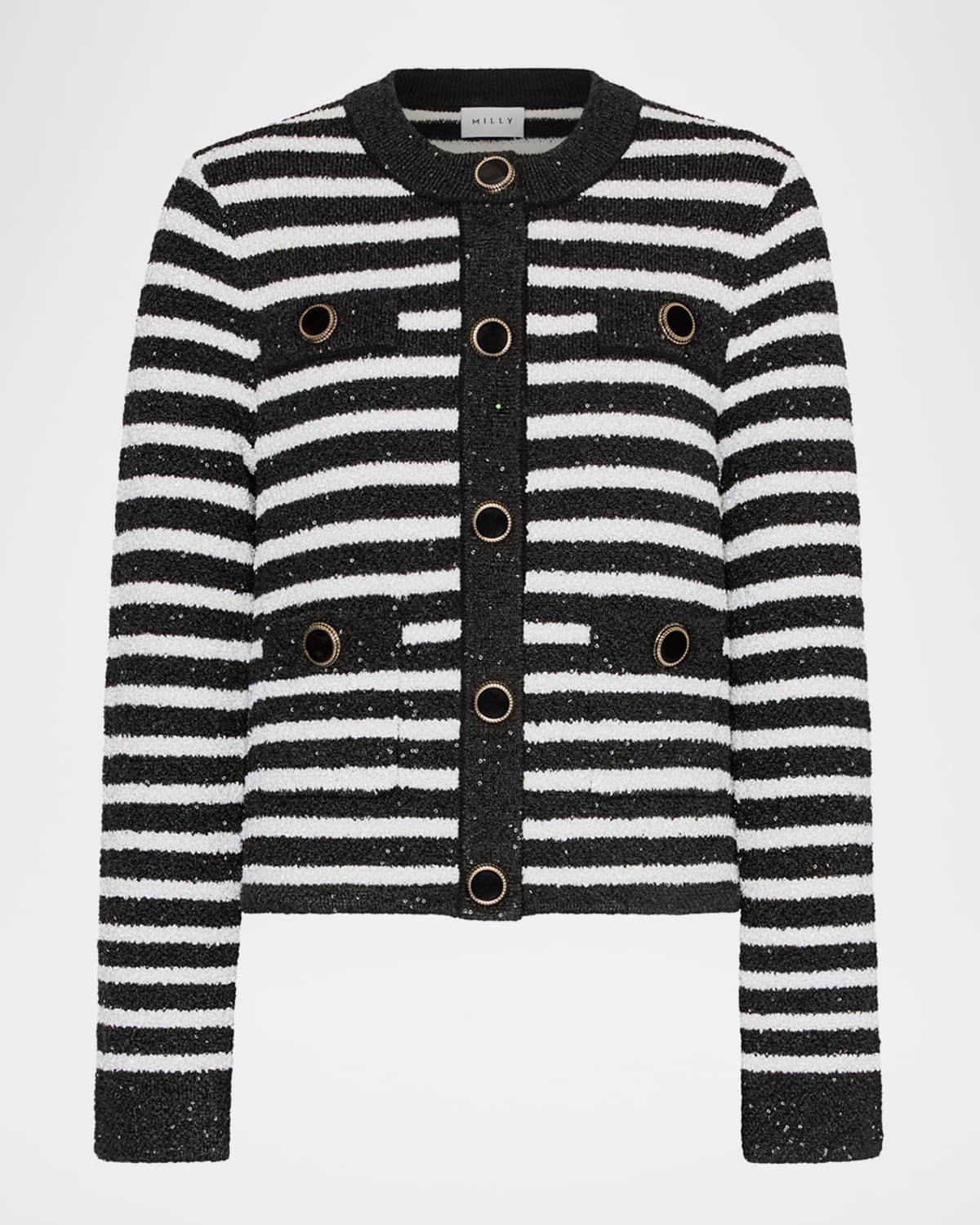 Sequin Striped Cardigan Jacket | Neiman Marcus