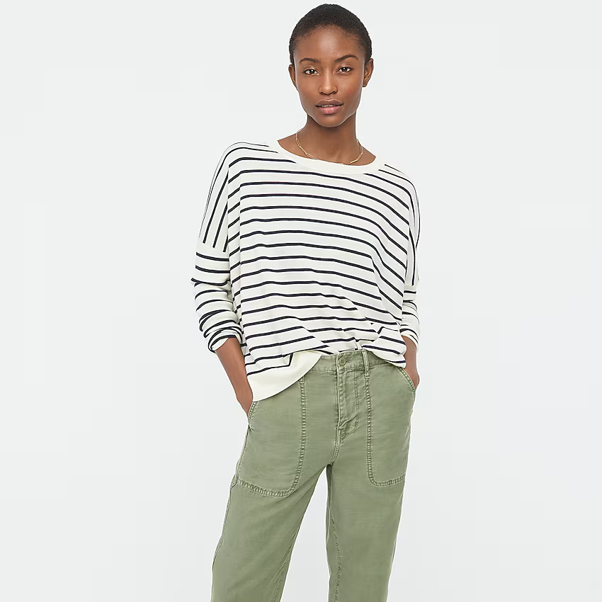 Relaxed-fit crewneck sweater in stripe | J. Crew US