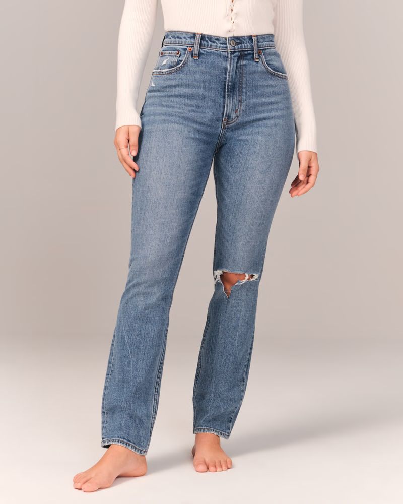 Women's Curve Love Ultra High Rise 90s Slim Straight Jean | Women's Bottoms | Abercrombie.com | Abercrombie & Fitch (US)