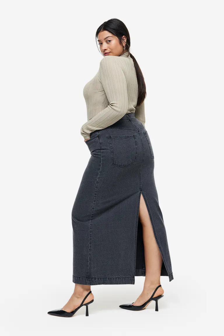 Long Denim Skirt - Dark gray - Ladies | H&M US | H&M (US + CA)