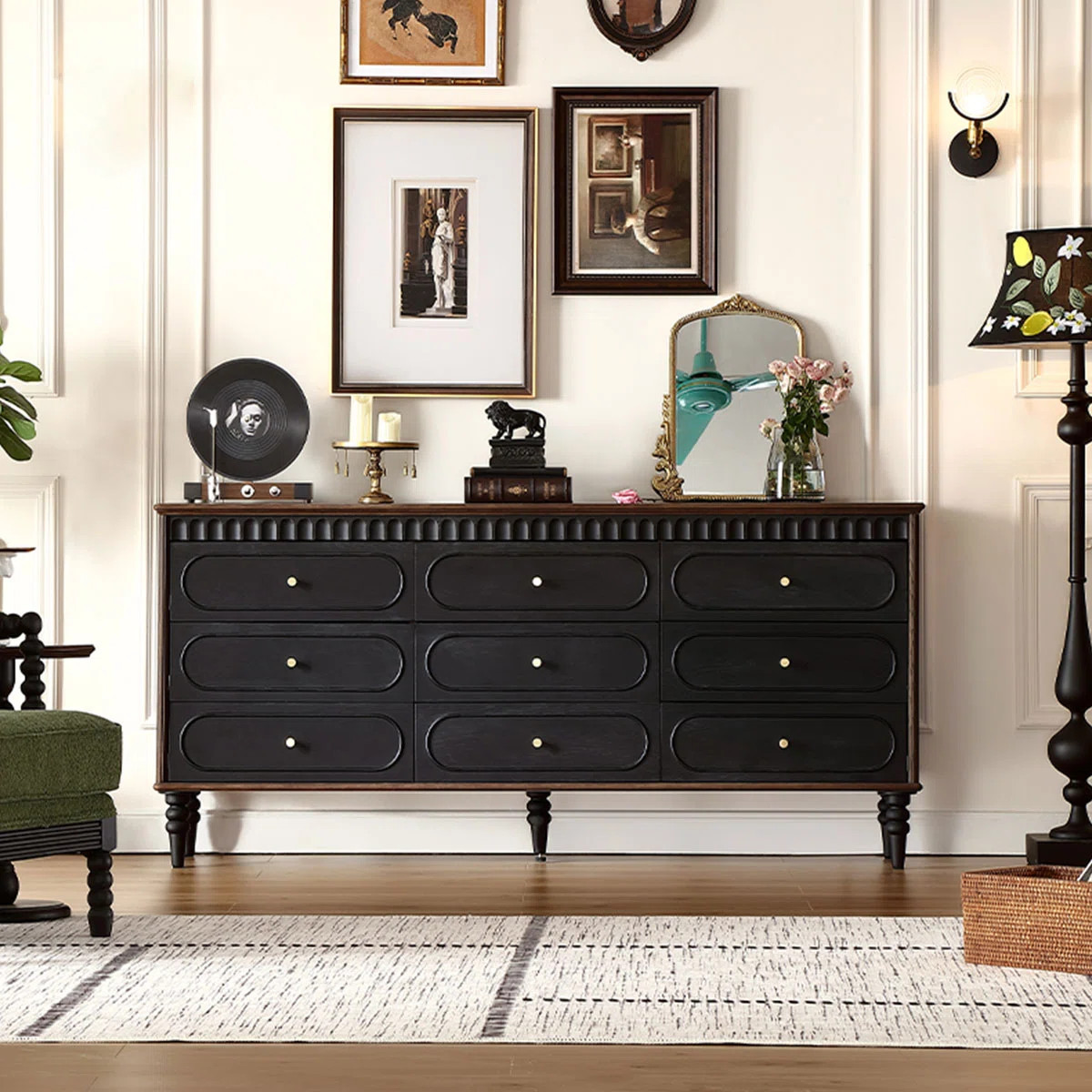 70.87" Black Solid + Manufactured Wood Accent Cabinet | Wayfair North America