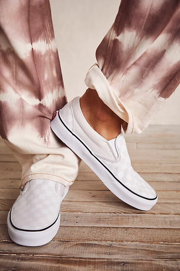Classic Checkered Slip-On by Vans at Free People, Cloud, US 7.5 M | Free People (Global - UK&FR Excluded)