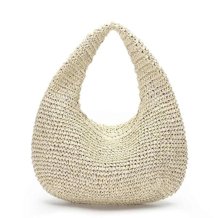 Herald Crescent Straw Handmade Shoulder Handbag for Women, Summer Beach Hobo Raffia Woven Underar... | Amazon (US)