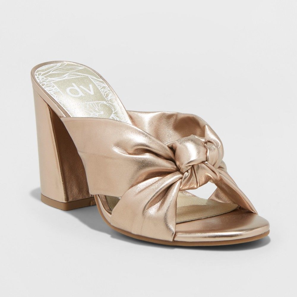 Women's dv Hylde Knotted Heeled Mules - Gold 5.5 | Target