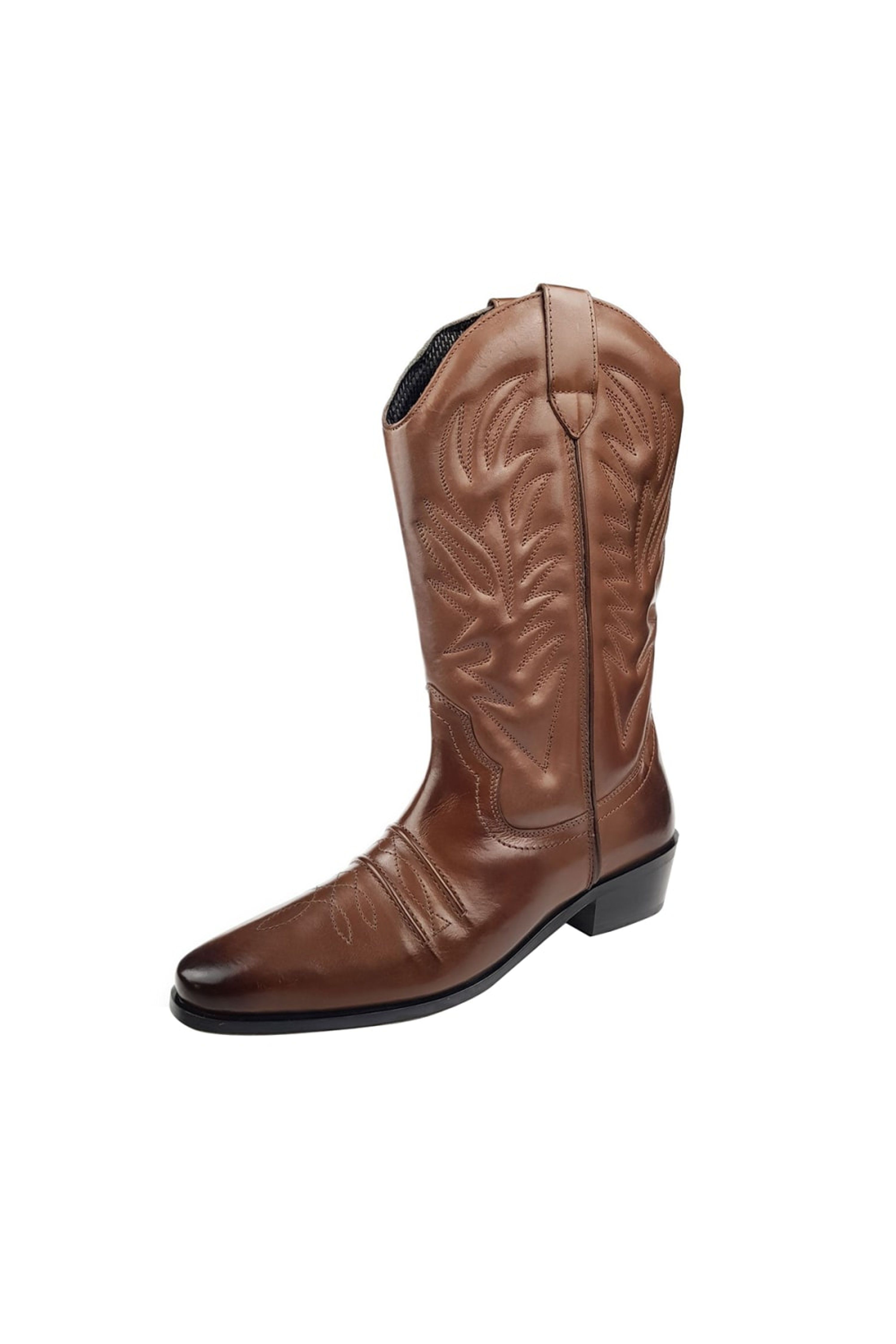 Woodland Mens High Clive Western Cowboy Boots (Dark Brown) - 10 - Also in: 12, 8, 9, 7, 13, 11 | Verishop