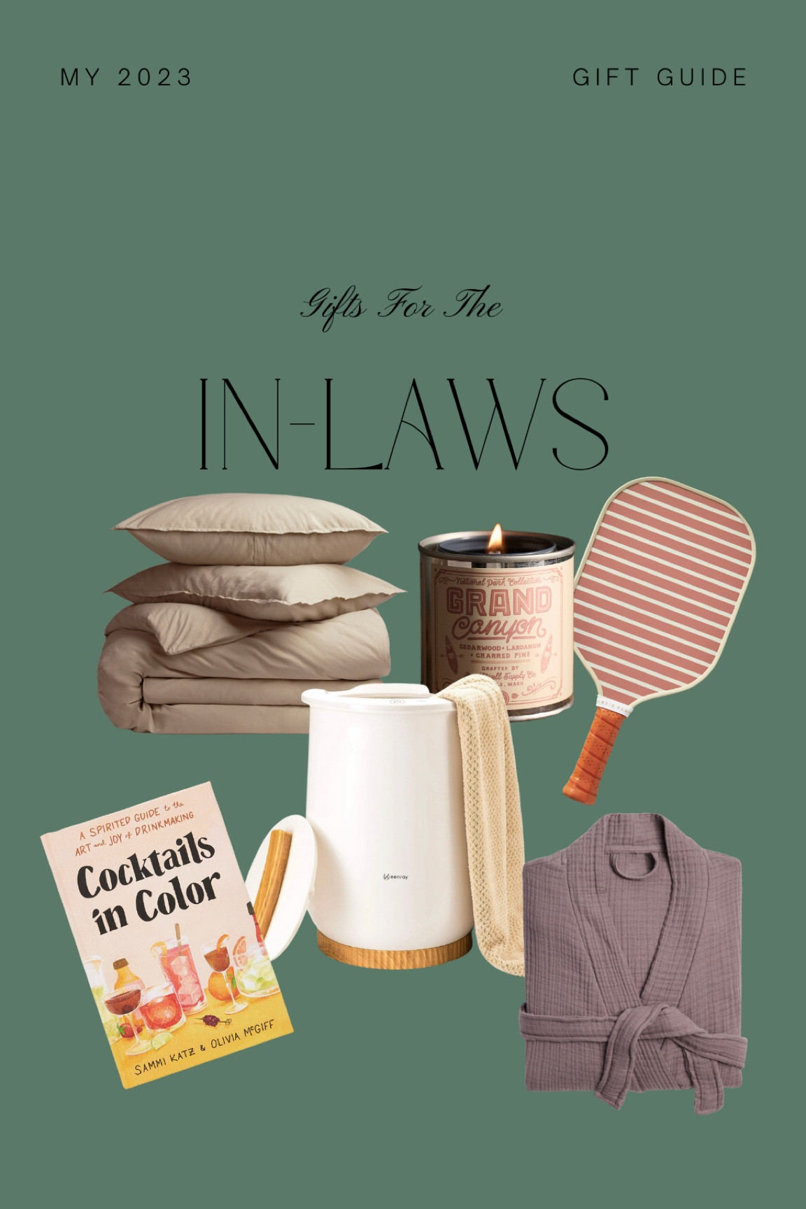 For the In-Laws, personally love these picks that would be used everyday! Parachute bedding and the coziest robe! Bath ready with a towel warmer, candle and maybe a cocktail in hand! ✨🍸🎁