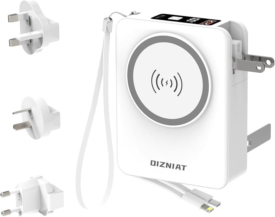 10000mAh Power Bank with Built in USB C & Lightning Cables, International Travel Pro - 5 in 1 Wir... | Amazon (US)