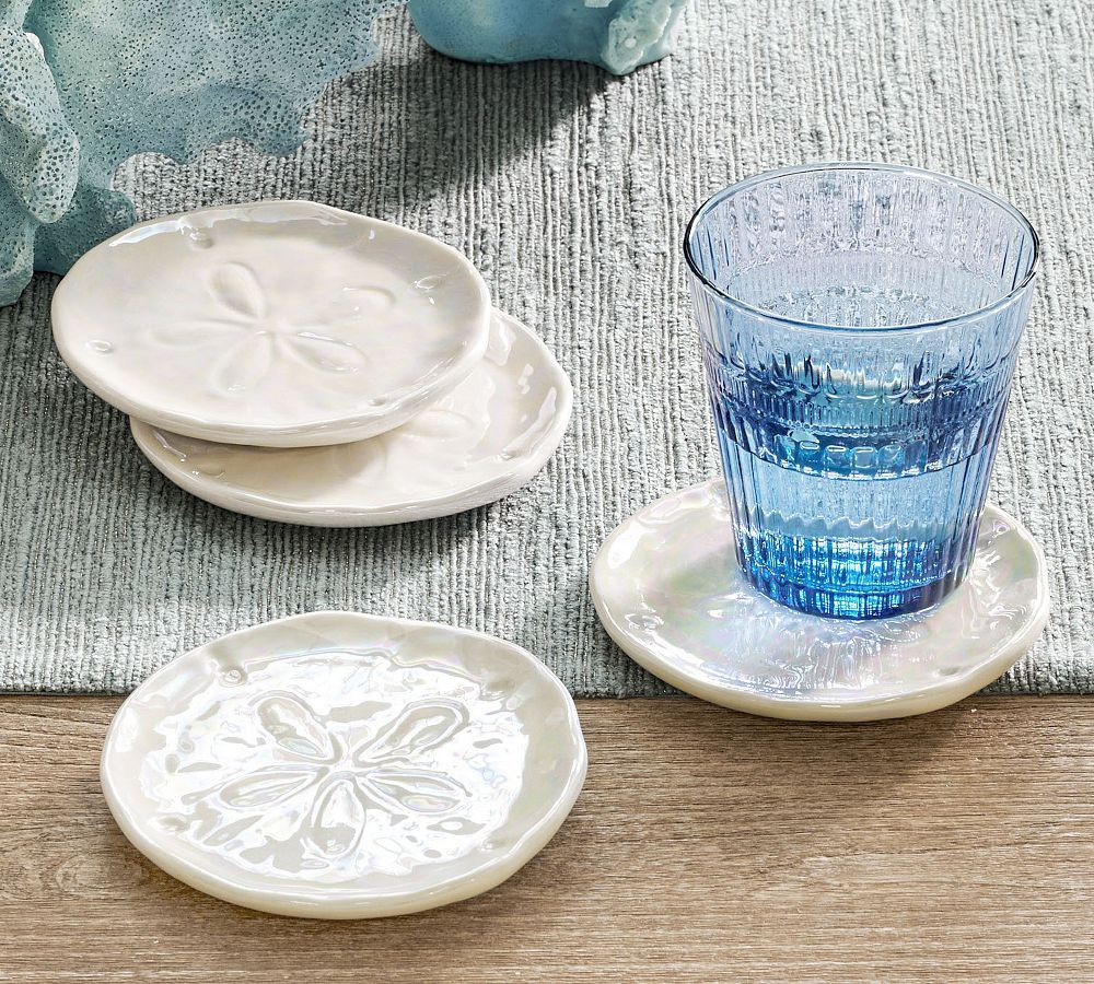 Pearlescent Sand Dollar Coasters - Set of 4 | Pottery Barn (US)