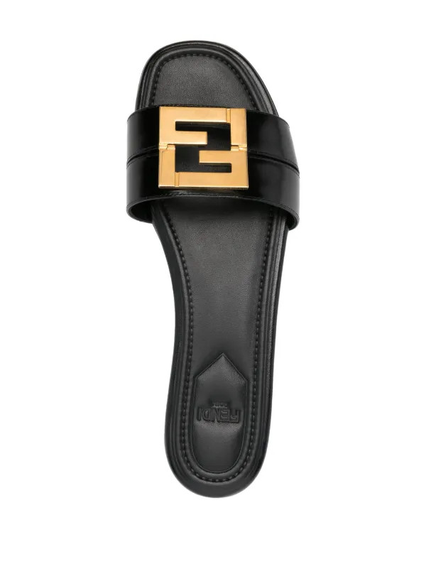FENDI FFold Leather Slides - Farfetch | Farfetch Global