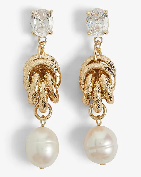 Knot Pearl Charm Drop Earrings | Express