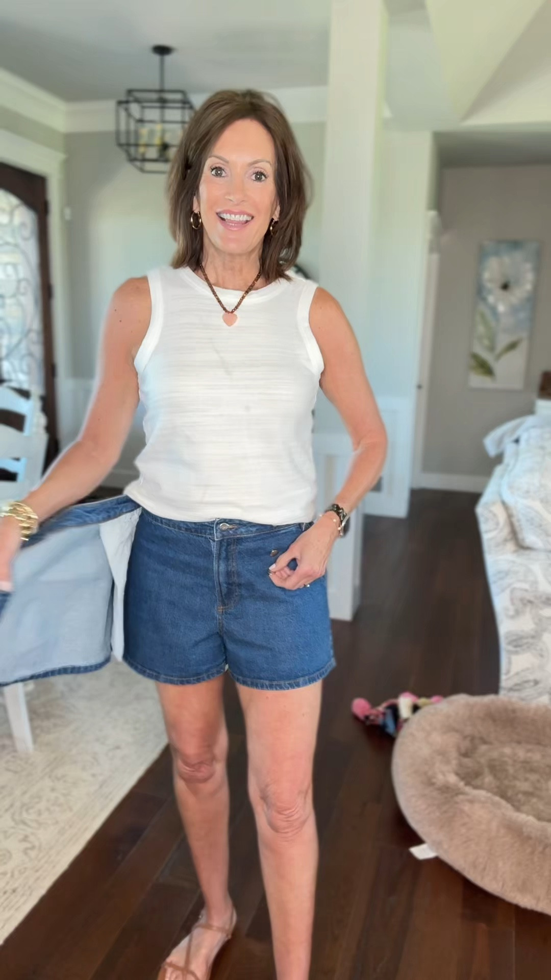 Tank / medium 
Denim skort / size 8

Summer style 
Vacation style


#LTKMidsize #LTKTall #LTKSaleAlert