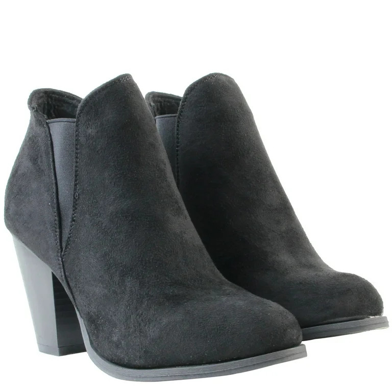Women Fashion Ankle Chelsea Booties Cuban Heels Style Black - Walmart.com | Walmart (US)
