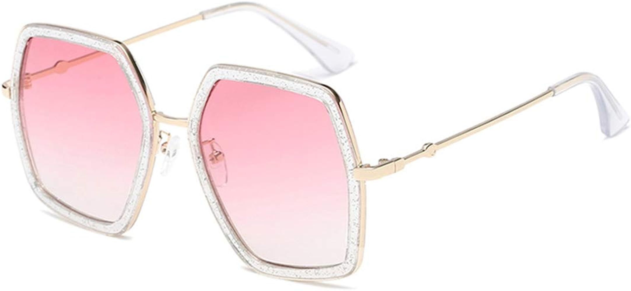 Oversized Square Sunglasses for Women Hexagon Inspired Designer Style Shades | Amazon (US)