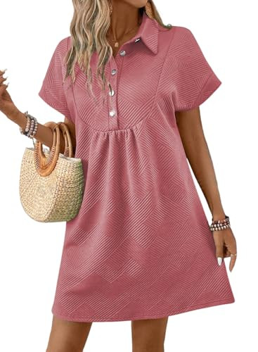 Acelitt Summer Lapel Collared Dresses for Women 2025 Batwing Short Sleeve Mini Dress Beach Sundre... | Amazon (US)