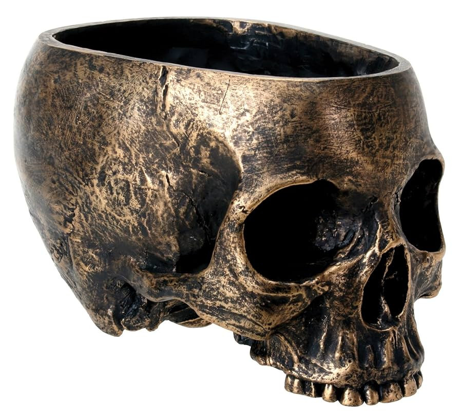 SUMMIT COLLECTION Bronze Resin Halloween Skull Candy Bowl Planter Dish Statue Sculpture Skeleton | Amazon (US)