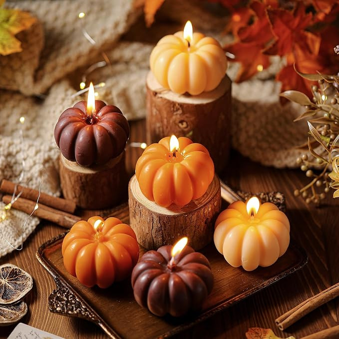 6 Pcs Fall Pumpkin Shaped Candles Cute Candles Thanksgiving Decor | Amazon (US)