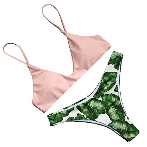 RUUHEE Women's Push up Bikini Beach Swimsuit Low Waist Beachwear (Pink Medium) | Amazon (US)