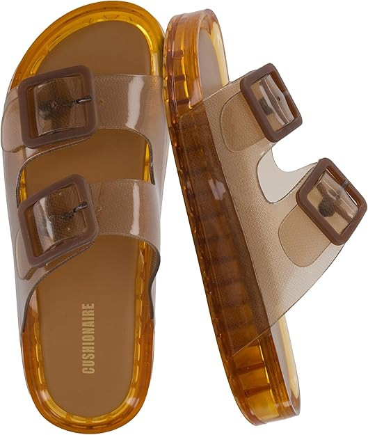 CUSHIONAIRE Pool Slides For Women Waterproof Double Buckle Adjustable Slip-On Womens Sandals For ... | Amazon (US)