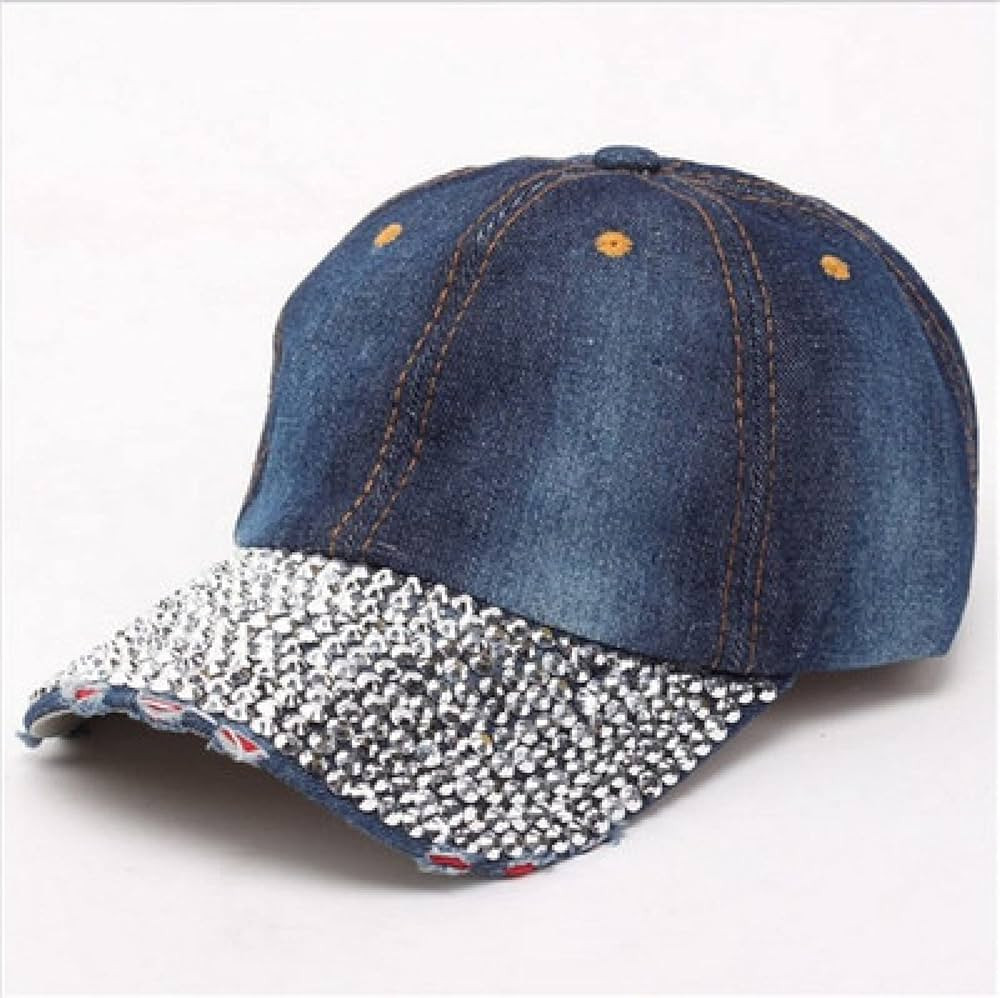 Baseball Cap Baseball Caps Style Pure Men and Women Sun Hat Rhinestone Hats Denim and Cotton Snap... | Amazon (US)