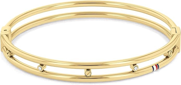 Tommy Hilfiger Jewelry Women's Hardware Ionic Gold Stainless Steel with Crystal Bangle Bracelet C... | Amazon (US)