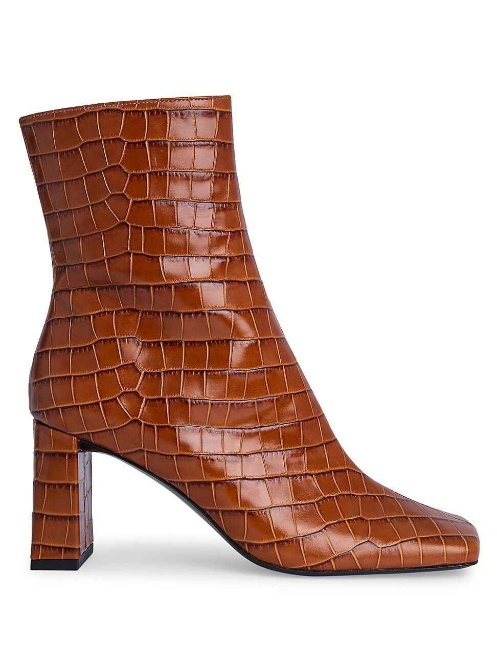 By Far Women's Celine Square-Toe Croc-Embossed Leather Ankle Boots - Tan - Size 39 (9) | Saks Fifth Avenue